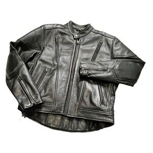 Leather Gallery Mens Black Padded Motorcycle Jacket Thinsulate Zip Liner Large